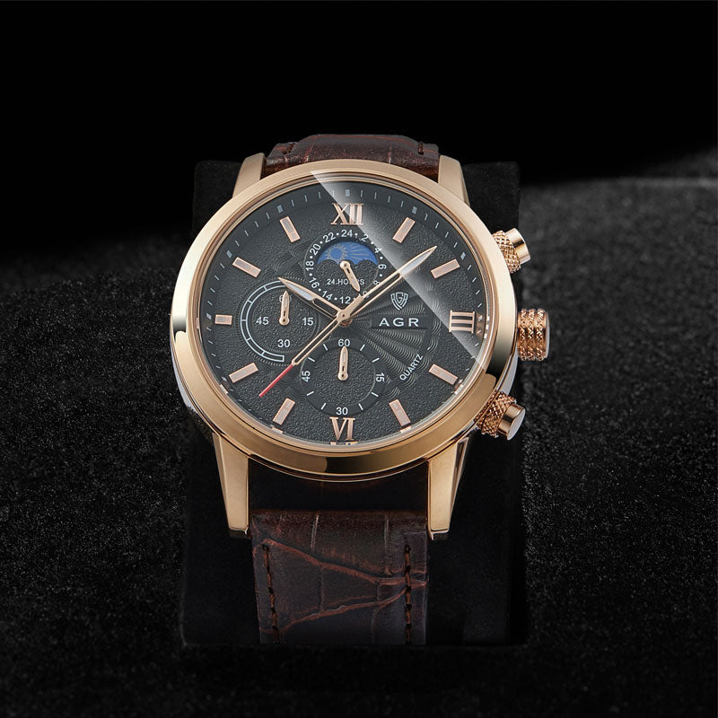 Montre Luxe en Cuir à Mouvement Quartz