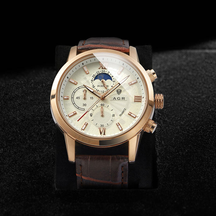Montre Luxe en Cuir à Mouvement Quartz
