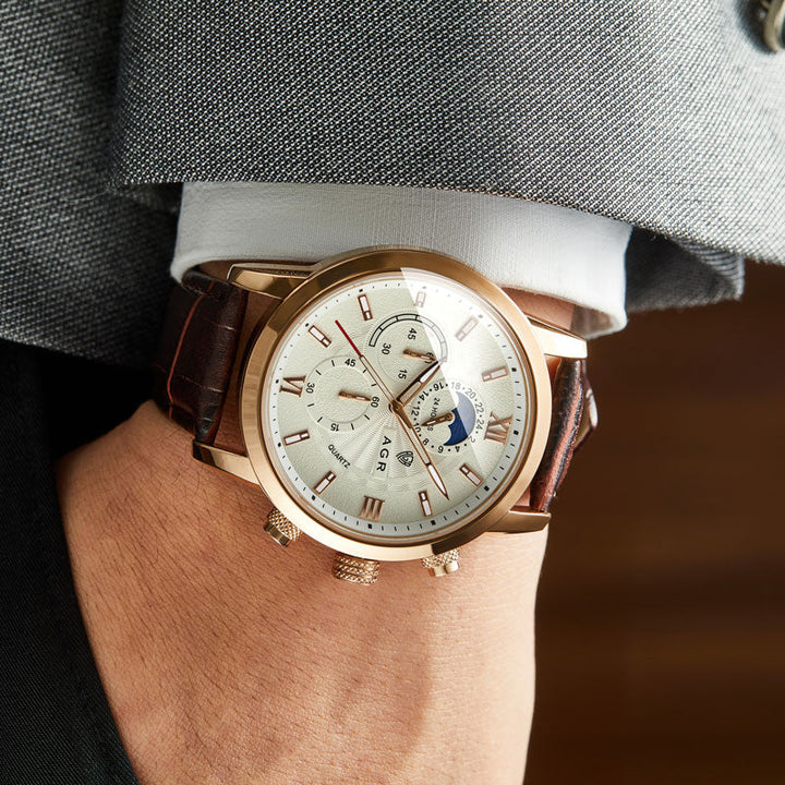 Montre Luxe en Cuir à Mouvement Quartz