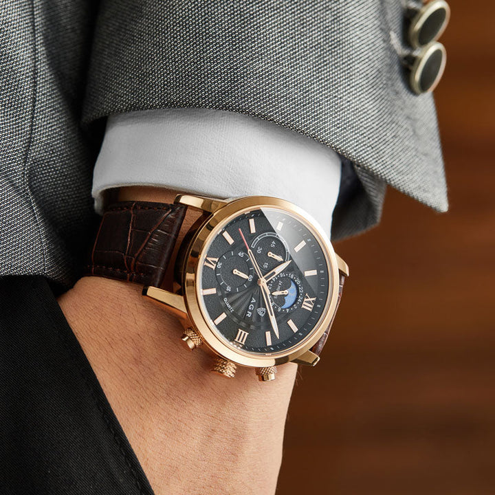 Montre Luxe en Cuir à Mouvement Quartz