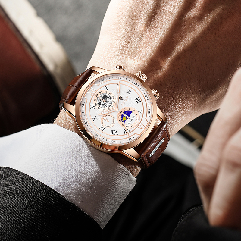 Chronographe en Cuir de Luxe