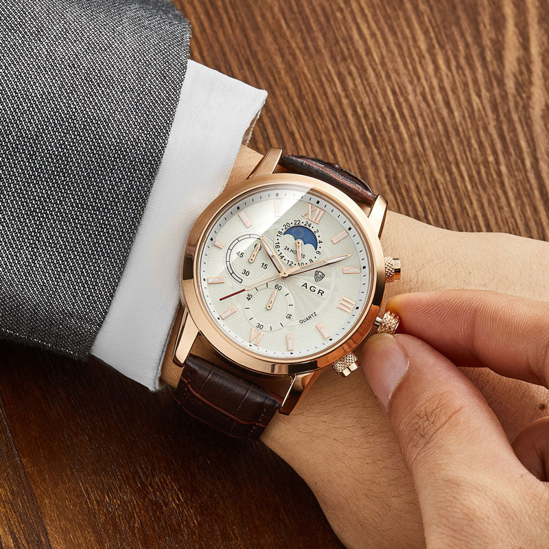 Montre Luxe en Cuir à Mouvement Quartz