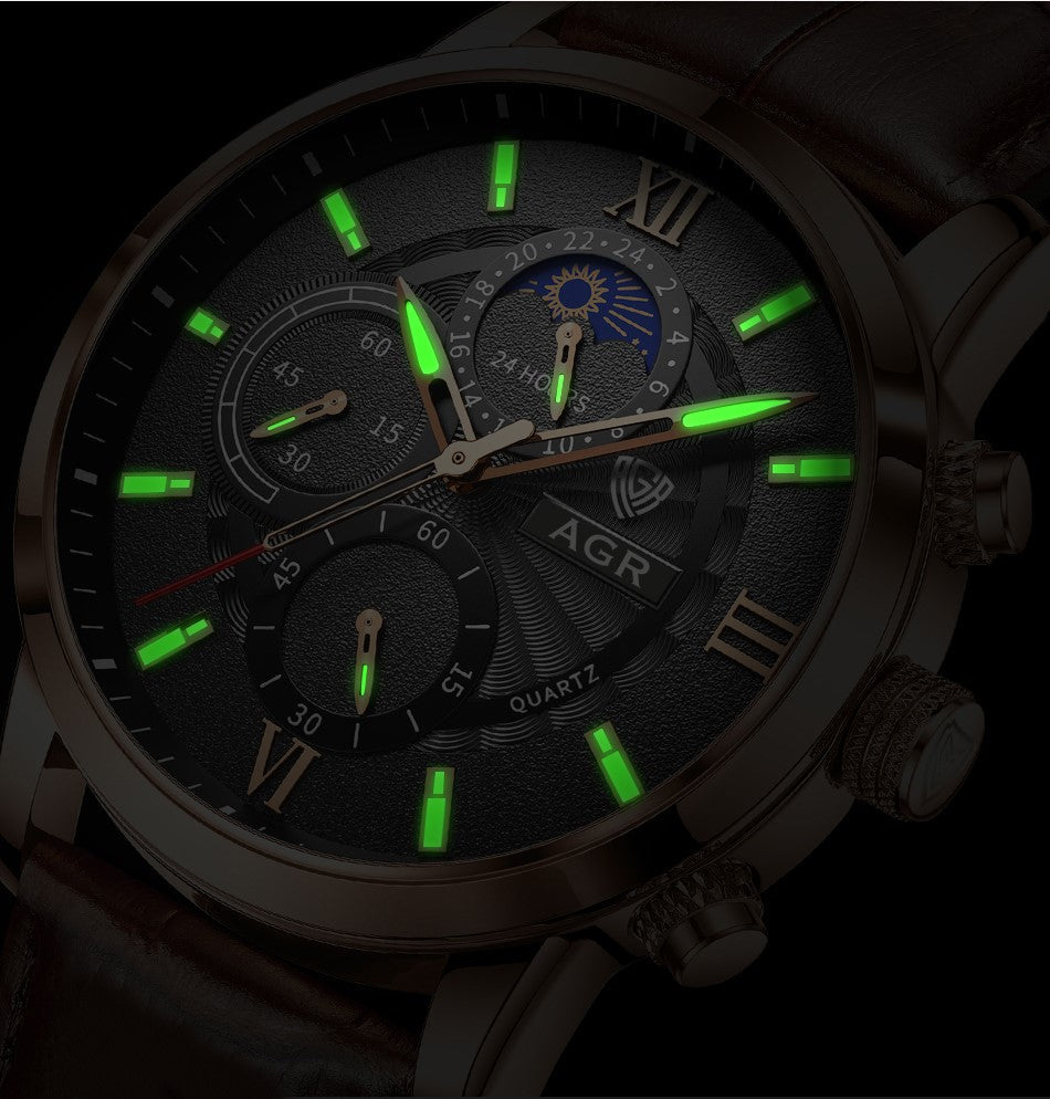 Montre Luxe en Cuir à Mouvement Quartz