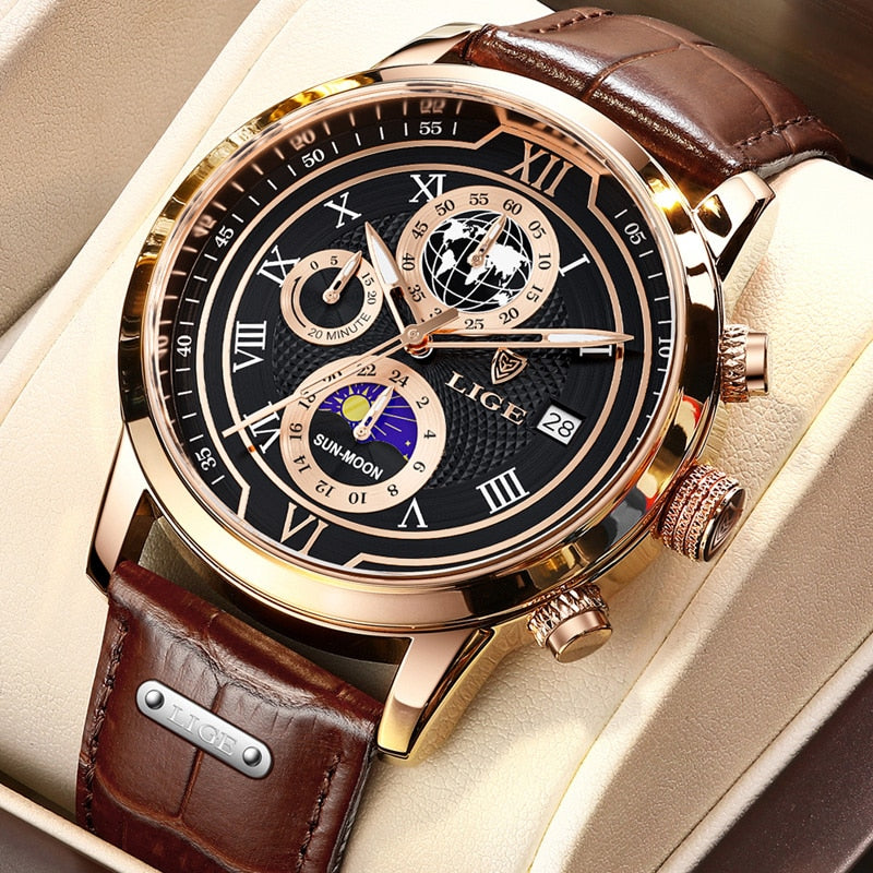 Chronographe en Cuir de Luxe