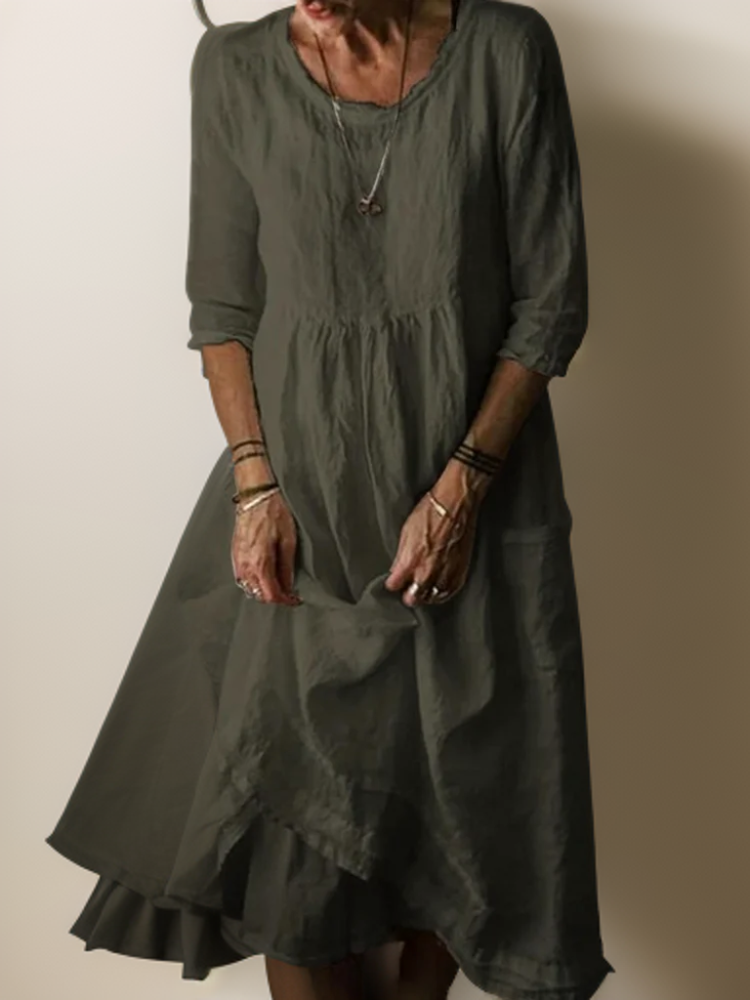 Carolien - Robe longue à encolure ronde décontractée