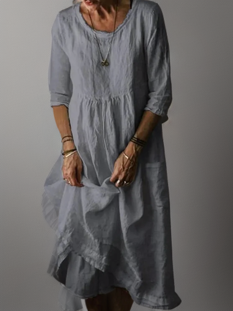 Carolien - Robe longue à encolure ronde décontractée