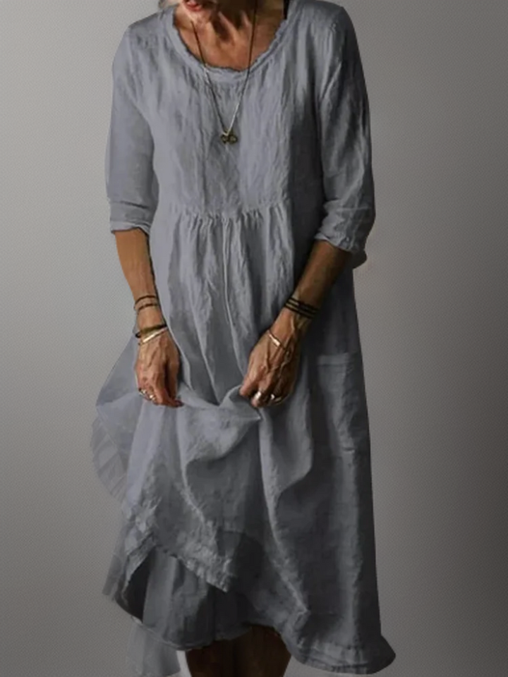 Carolien - Robe longue à encolure ronde décontractée