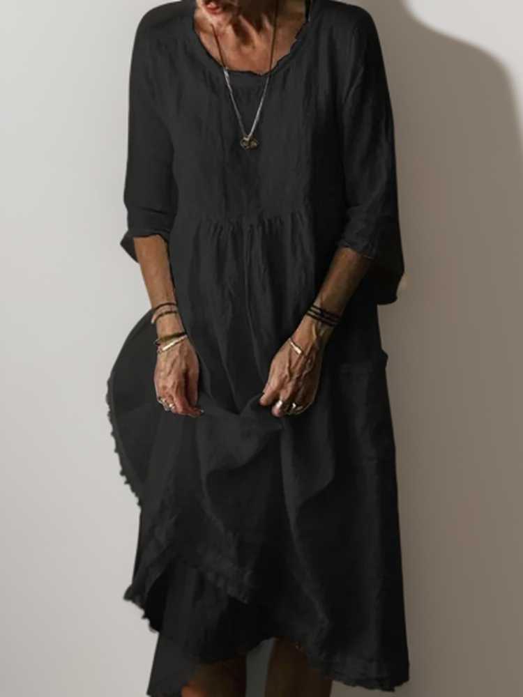 Carolien - Robe longue à encolure ronde décontractée