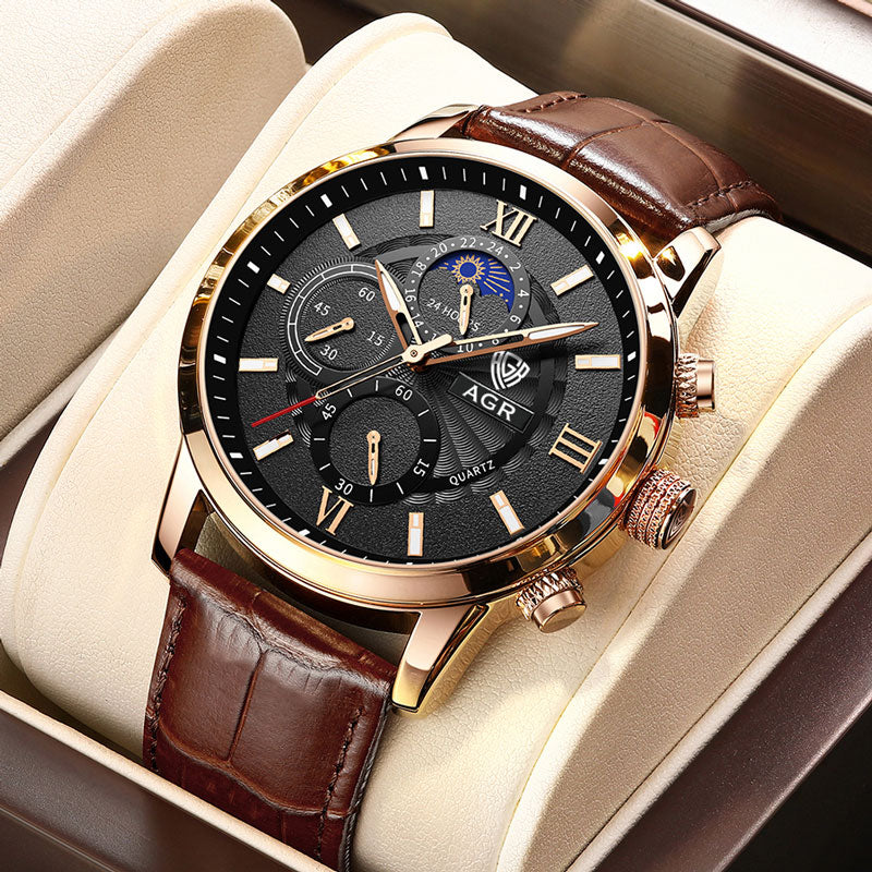 Montre Luxe en Cuir à Mouvement Quartz